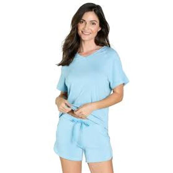 B Up BRENDA RELAXED SHORT SLEEVE RAGLAN TEE Lounge Sky Blue #BRE-105 Large L NEW - Picture 2 of 9